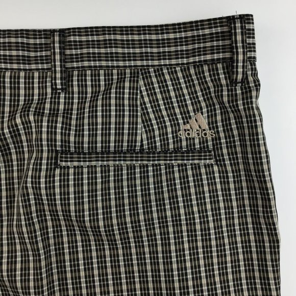 Adidas Shorts mens Golf 38 plaid black tan stretch 11 inch P16169 MCL ac… - Picture 4 of 10